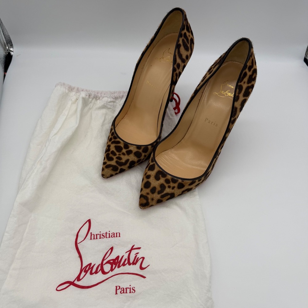 Christian Louboutin So Kate 120 Leopard Pony Hair Pumps Brown EU 40